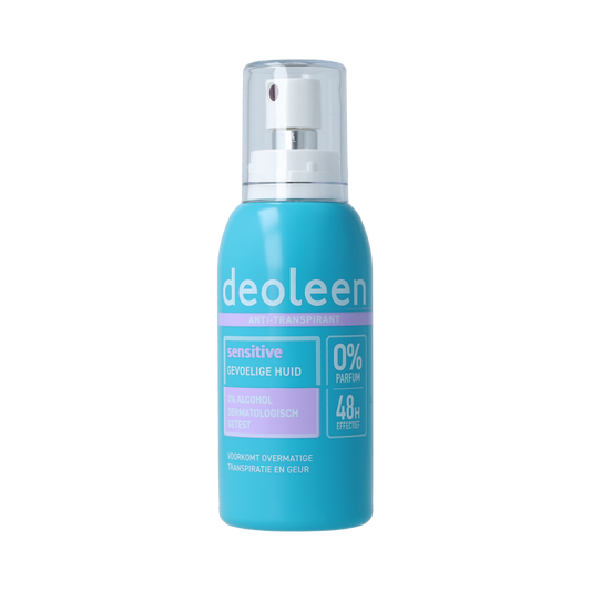 Deoleen Deodorant Spray Sensitive 75ml bottle with clear cap and simple label, designed for sensitive skin.