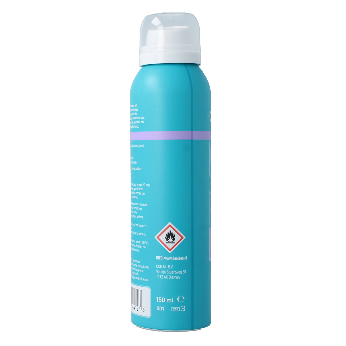 Deoleen Satin Sensitive alcohol-free deodorant spray bottle, 150ml, with a sleek design and soft, sensitive scent.