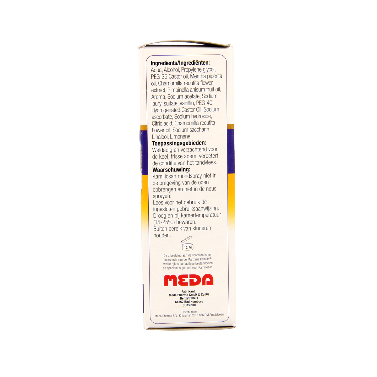 Kamillosan Mondhygiëne Mondspray 30ml, natural oral hygiene spray for mouth and teeth care, with herbal ingredients.