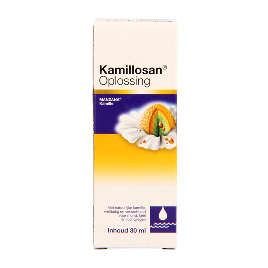 Kamillosan lichaamsverzorging oplossing in 30ml flacon, natuurlijke huidverzorging en verzachtende vloeistof.
