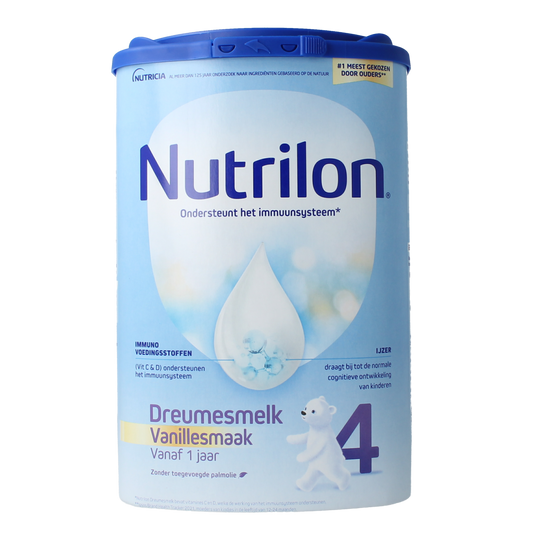 Nutrilon 4 Dreumes vanilla powdered baby and toddler food in an 800g container showing the Nutrilon brand label.