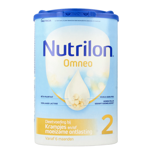 Nutrilon Omneo 2 baby and toddler formula in an 800g container, with the Nutrilon brand logo and product label visible.