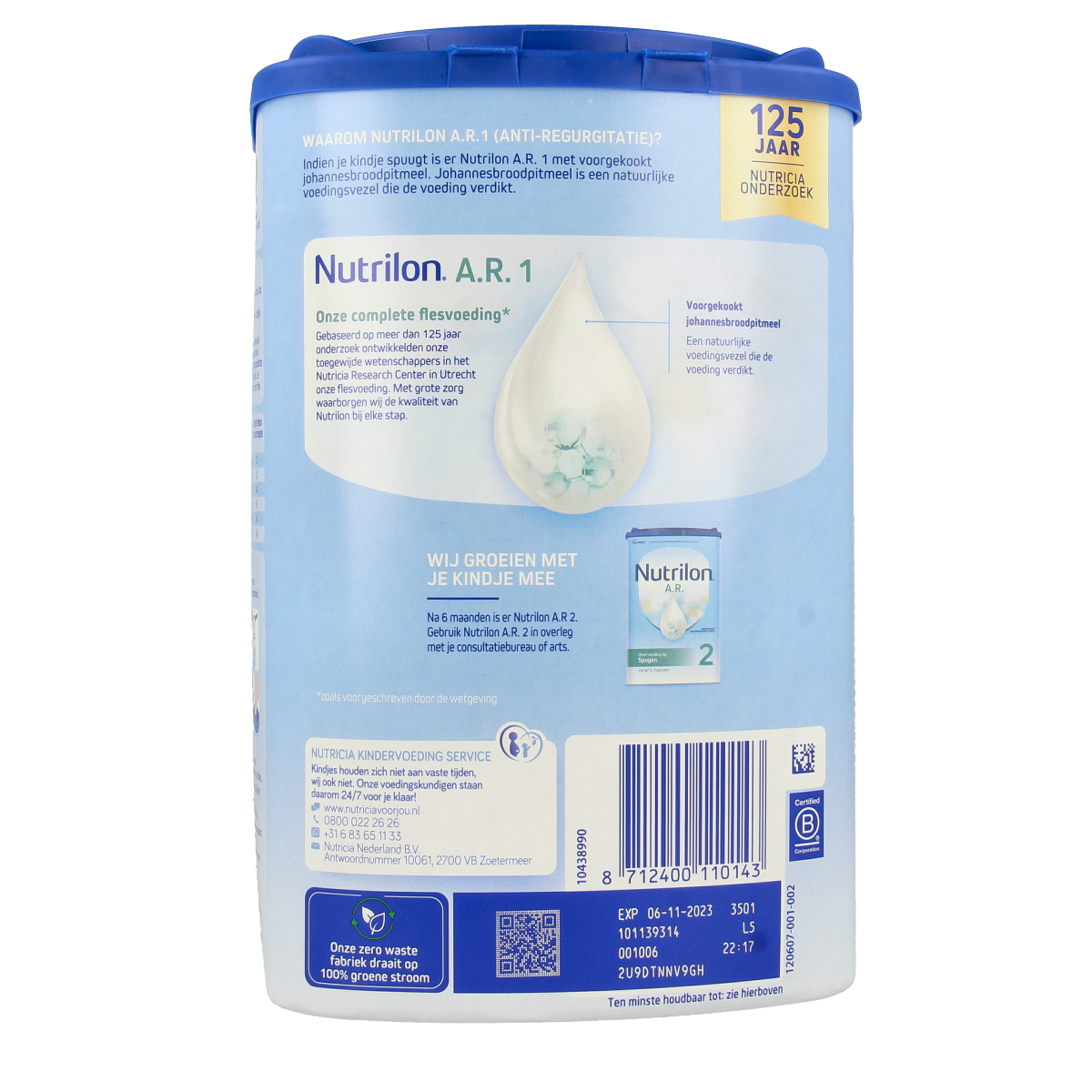 Nutrilon A.R. 1 baby and toddler formula in 800g container, designed for gentle digestion and nutrition.