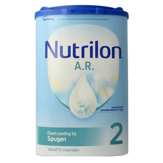 Nutrilon A.R. 2 baby and toddler formula, 800g, in a can with label showing product details and brand logo.