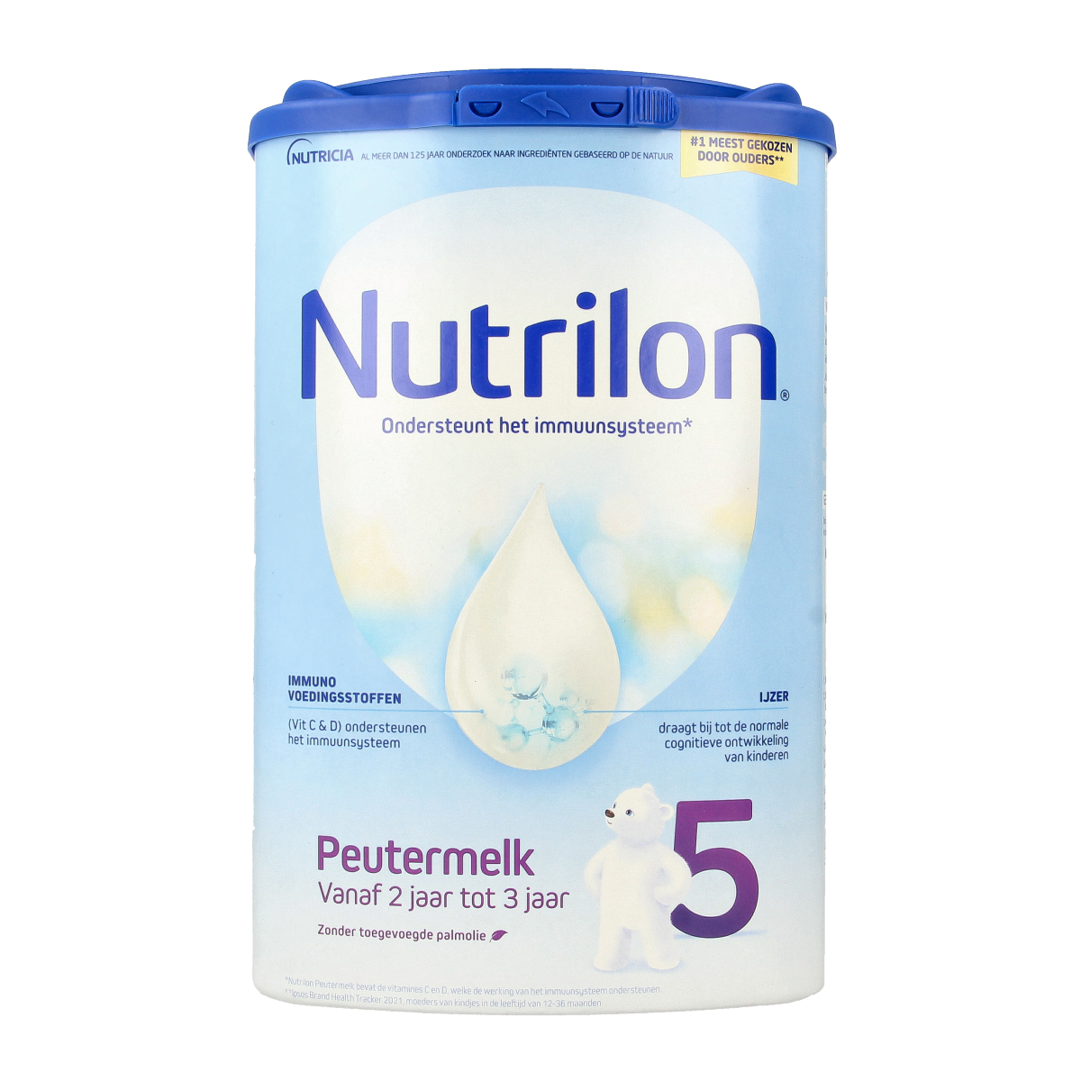 Nutrilon 5 Peuter groeimelk poeder in een grote 800g verpakking, geschikt voor baby en peuter voeding.