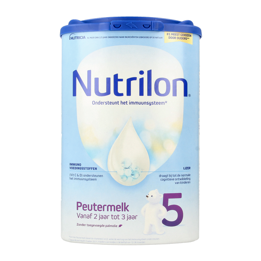 Nutrilon 5 Peuter groeimelk poeder in een grote 800g verpakking, geschikt voor baby en peuter voeding.