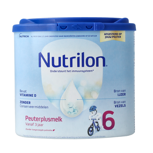 Nutrilon Baby and Toddler Nutrition Peuter Melk Plus milk powder in 400g jar with label and scoop.