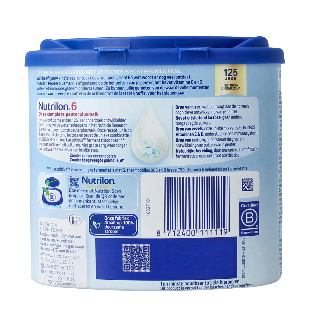 Nutrilon 6 Peutermelkplus baby and toddler milk powder, 400g, in a can with label showing product details