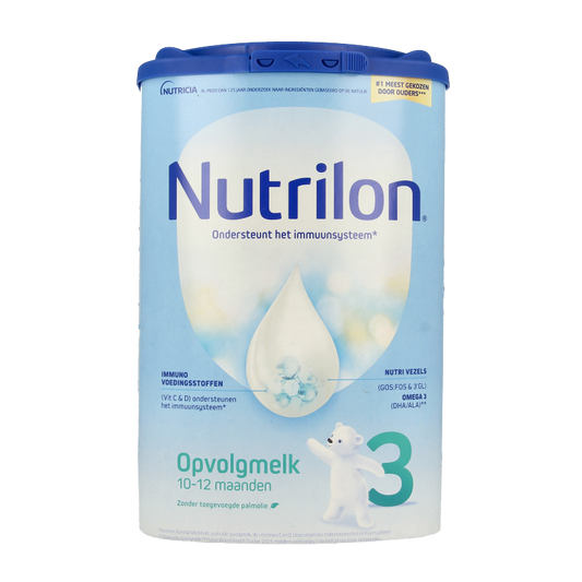 Nutrilon Opvolgmelk 3 baby formula in an 800g container, designed for toddler nutrition and growth.