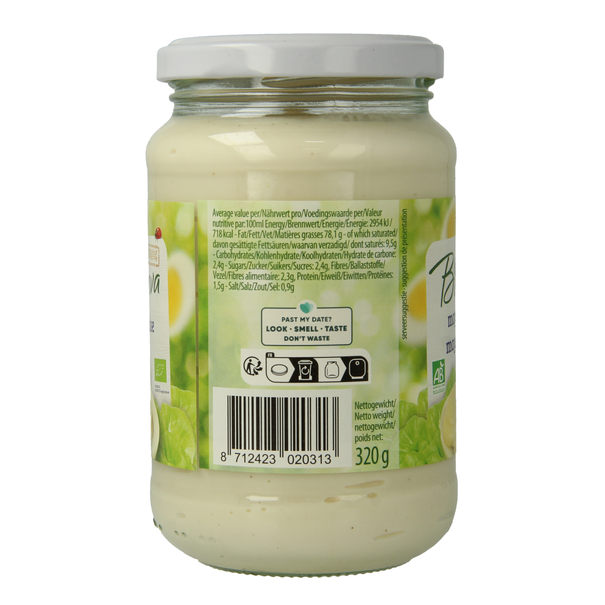 Bionova bio mayonnaise jar 320g, a natural sauce and flavor enhancer, with a white lid and label displaying the Bionova brand name.