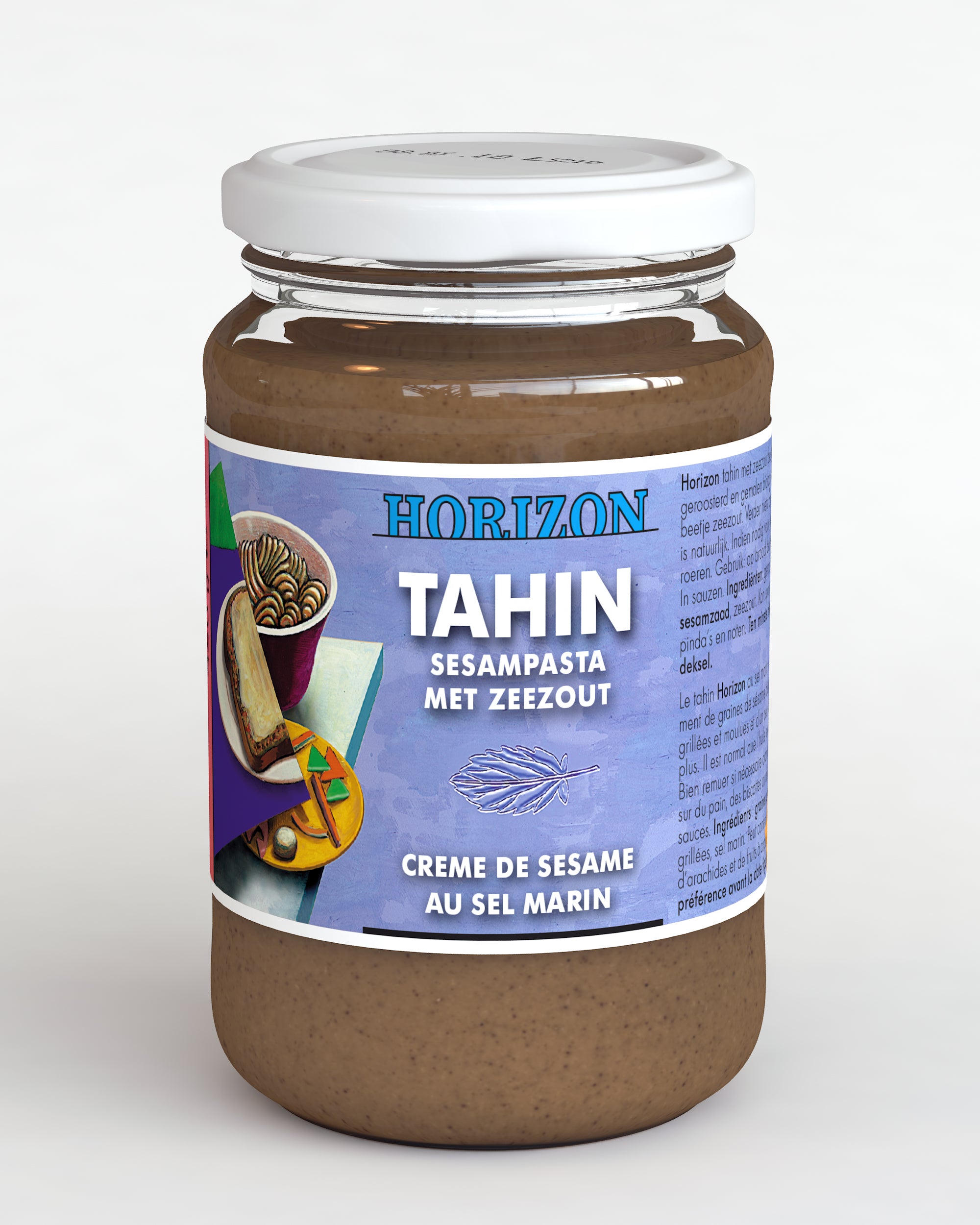 Horizon organic tahini with sea salt spread on bread in a jar, 350 grams, natural and rich in flavor.