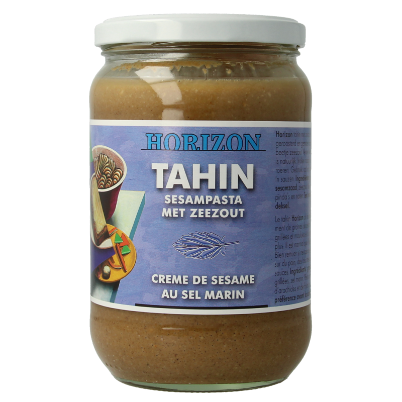 Organic Horizon Tahin with sea salt, 650g jar, creamy textured spread made from sesame seeds for bread and snacks.