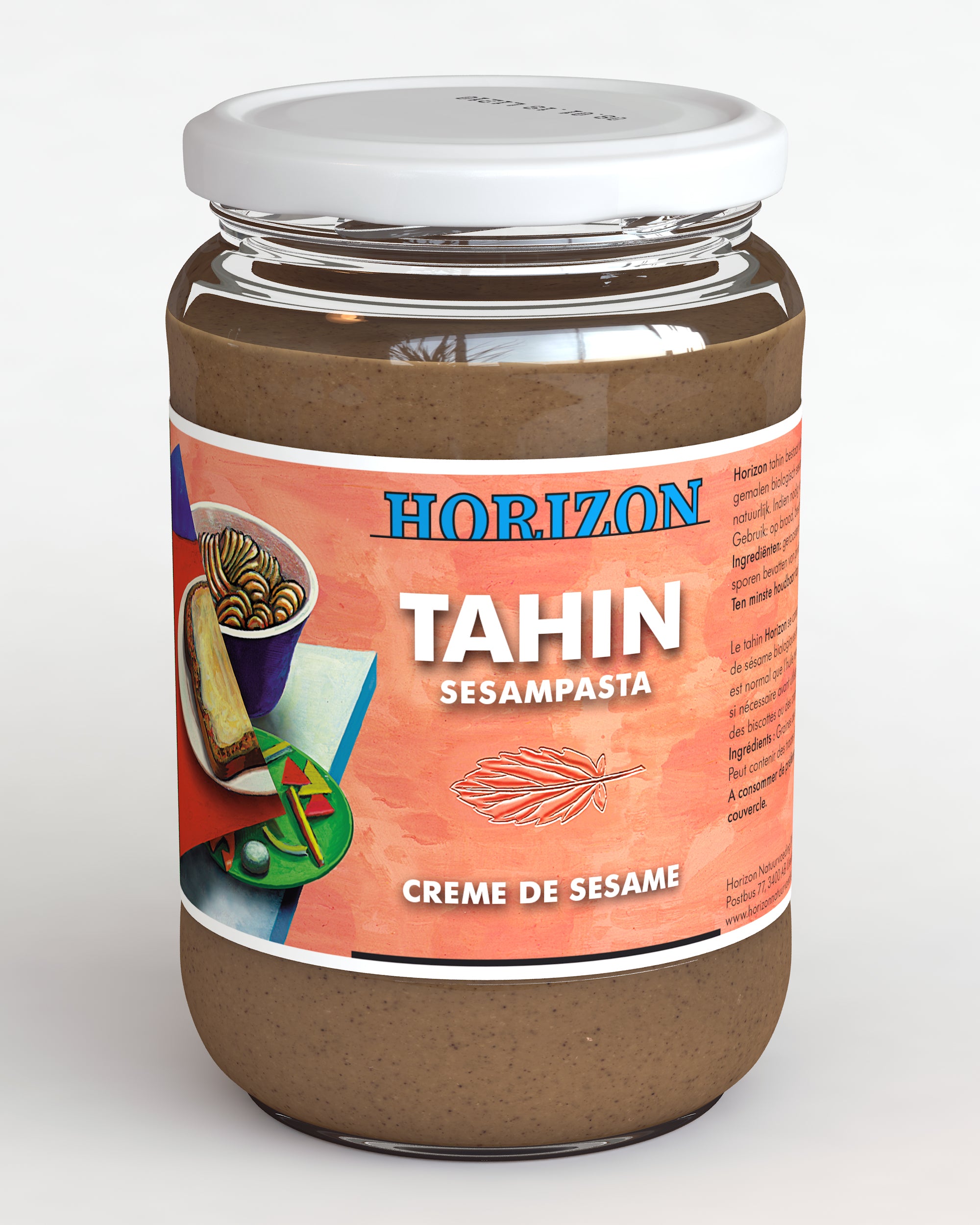 Horizon organic unsalted tahini spread in a 650g jar, smooth sesame paste with natural beige color and clean label.