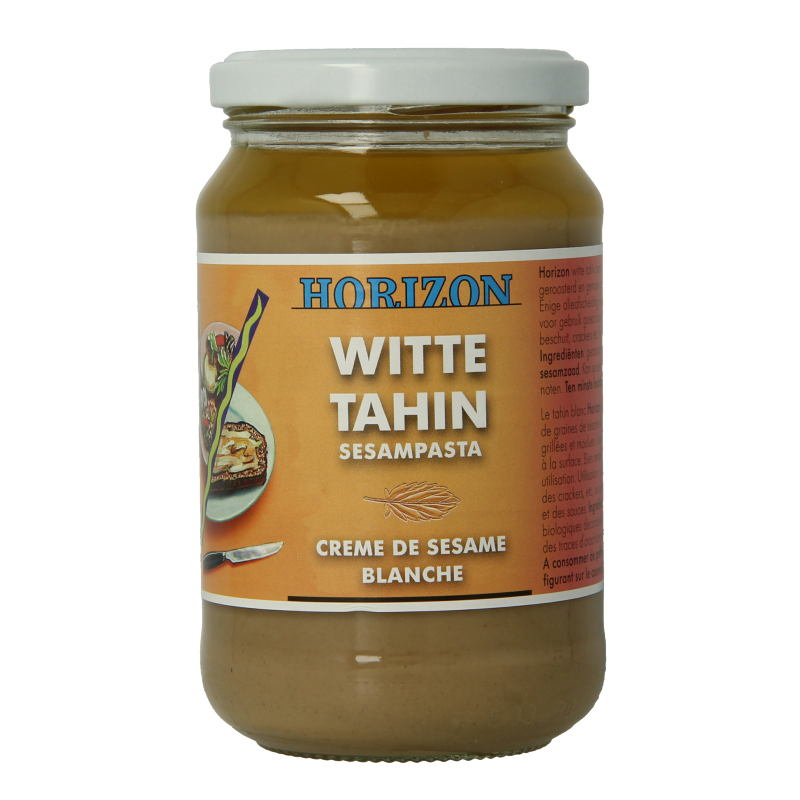 Horizon Witte Tahin bio organic spread on bread, 350 grams, creamy sesame paste for healthy breakfast or snack.