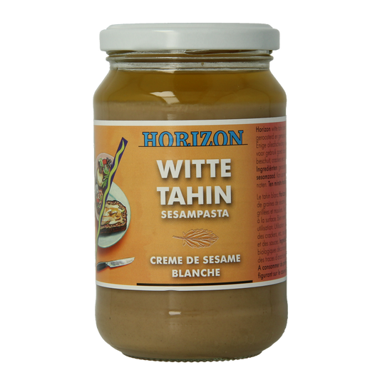 Horizon Witte Tahin bio organic spread on bread, 350 grams, creamy sesame paste for healthy breakfast or snack.