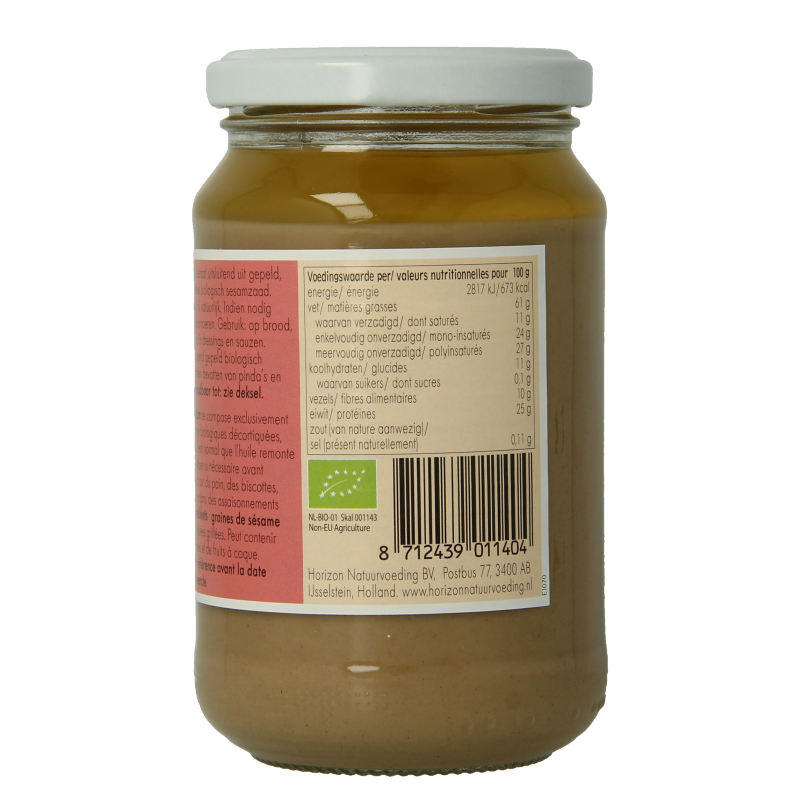 Horizon Witte Tahin organic 350g jar, natural sesame spread for bread and snacks.