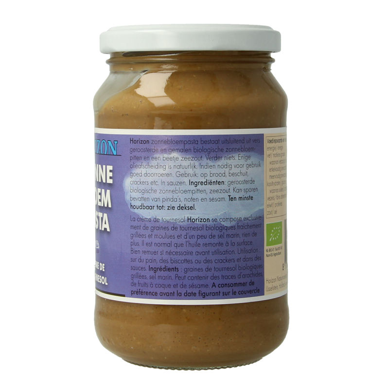 Horizon organic sunflower seed spread with salt, 350g jar, natural bread topping with sunflower seeds and salt.