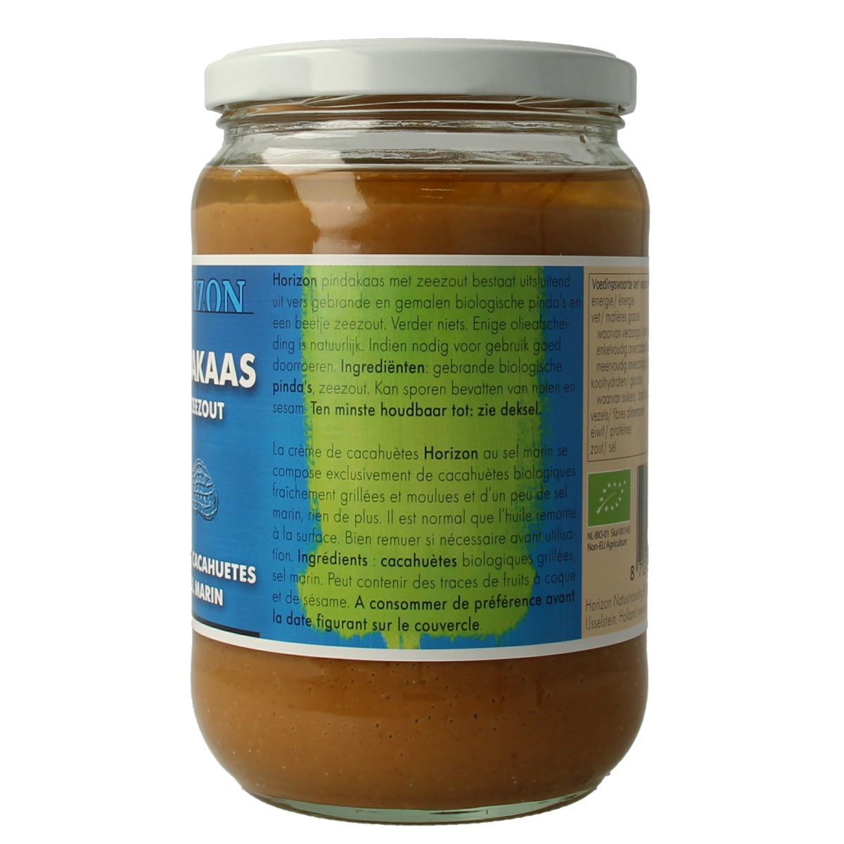 Horizon organic peanut butter with sea salt spread on bread, 650g jar, natural broodbeleg for sandwiches.