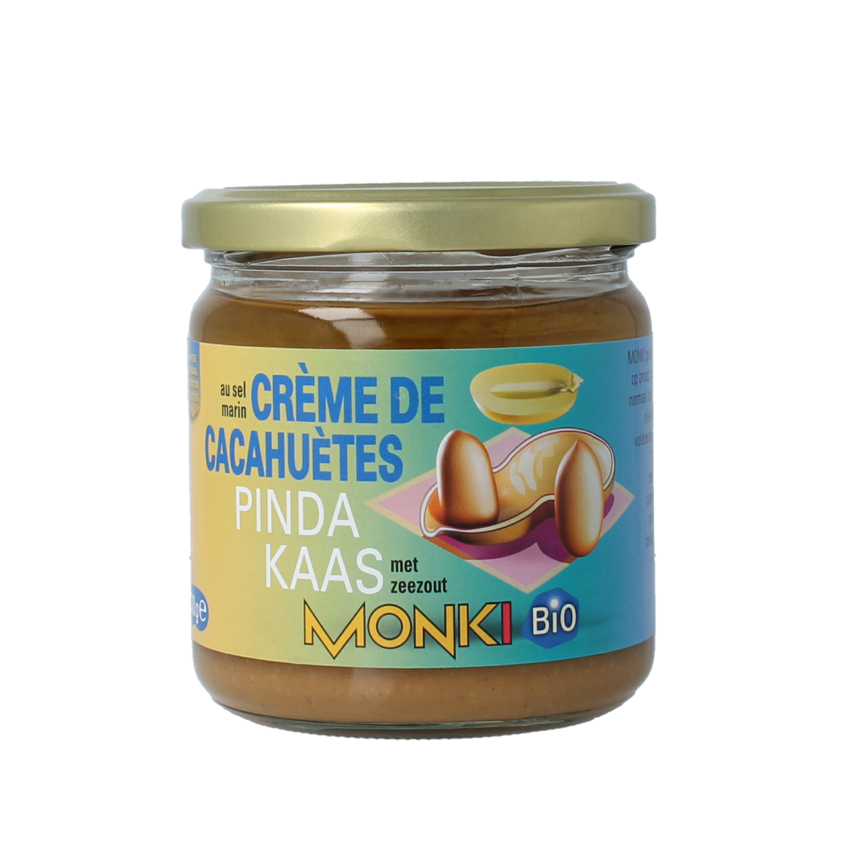Monki organic salted peanut butter spread on bread, 330g jar, natural and creamy with salted flavor