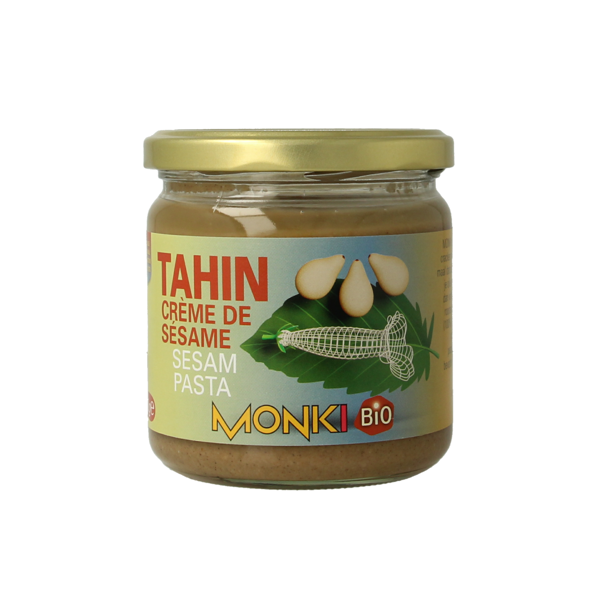 Monki Tahin zonder zout bio organic spread in 330g jar, natural sesame seed paste for bread and snacks