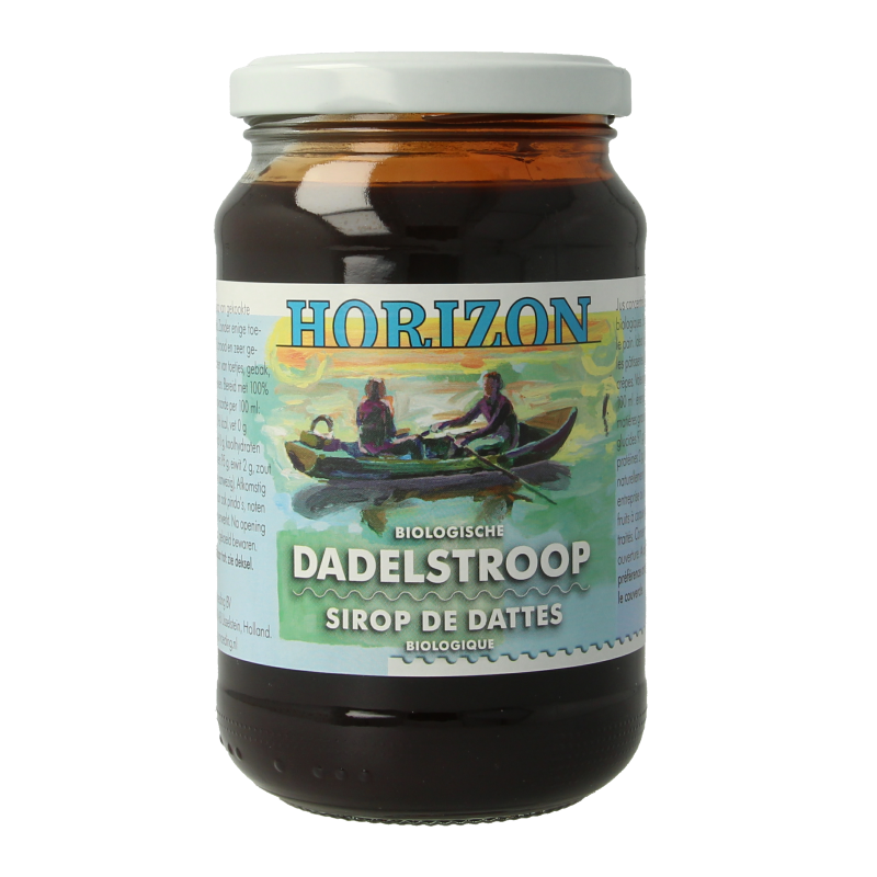 Organic Horizon Dadelstroop in a 450g jar, showcasing rich, natural date syrup for sweetening and cooking.