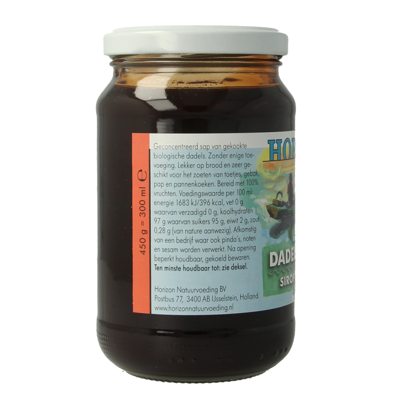 Horizon organic date syrup in 450g jar, natural sweetener from dried dates, eco-friendly bio product.