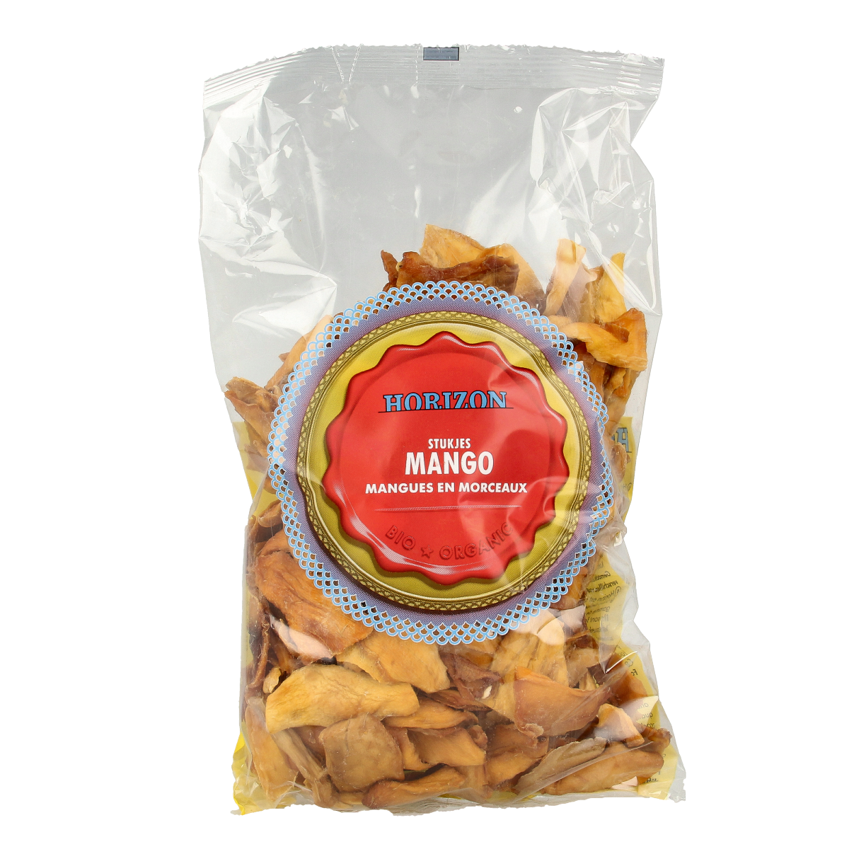 Horizon Mango bio 550g, fresh organic mango fruit on a white background, showcasing natural texture and vibrant color.