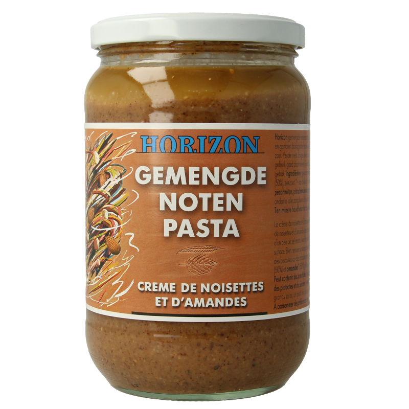 Horizon organic mixed nut spread on bread, 650g jar, creamy and chunky texture, ideal as a healthy breakfast or snack.