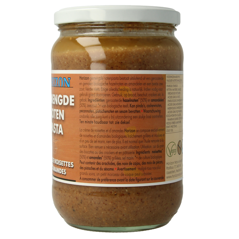 Horizon organic mixed nut spread on bread, 650g jar, creamy and textured, ideal for breakfast or snacks.
