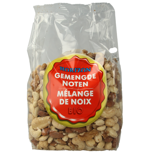 Horizon organic mixed nuts, raw superfoods in an 800g package, display a variety of whole nuts and seeds in a clear container.