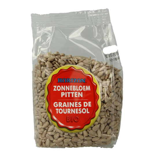 Horizon organic sunflower seeds in a 200g package, raw superfood snack with natural sunflower kernels on a white background.