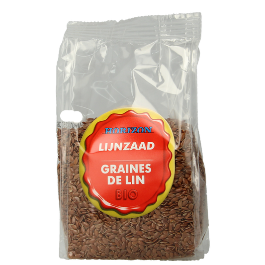 Organic Horizon raw linseed (flaxseed) in a 200g package, healthy superfood rich in omega-3 and fiber.