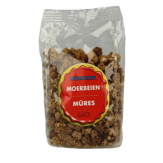 Horizon organic white mulberries in a 200g package, raw superfoods with white and purple berries on the label