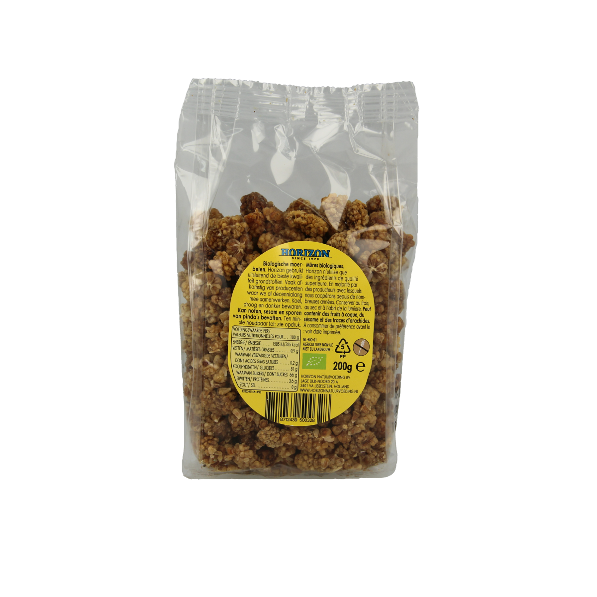 Horizon organic white currants in a 200g package, raw superfood, fresh berries with green stems and white skin.