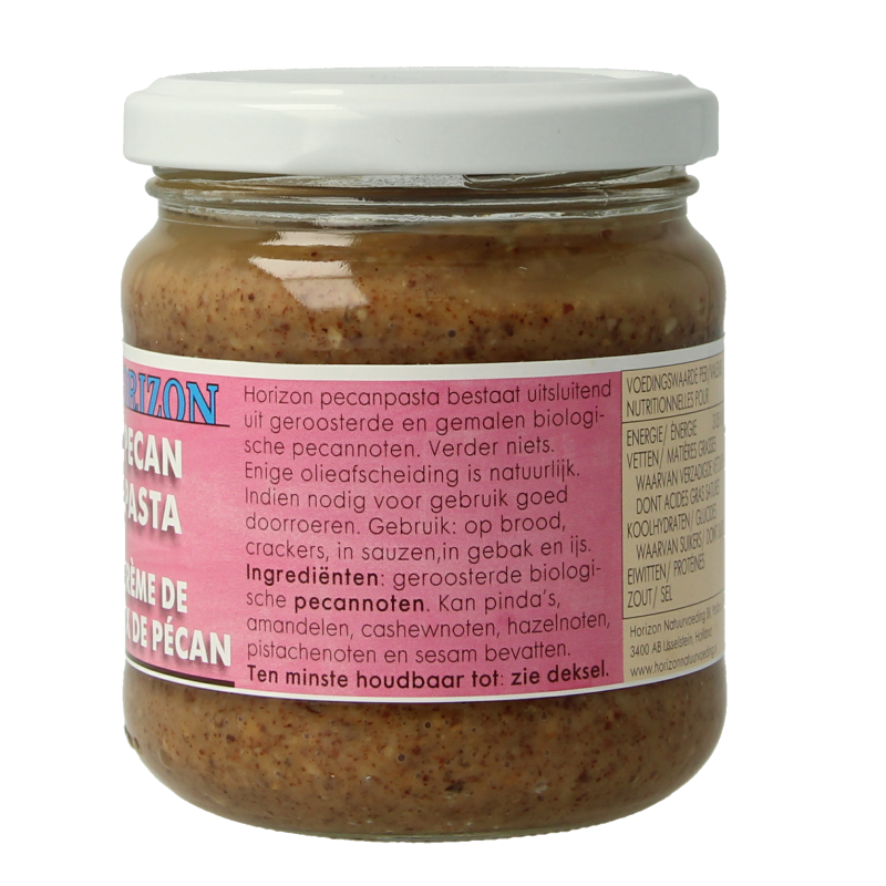 Horizon Pecanpasta bio broodbeleg spread with pecan nuts on bread, 175 grams, natural organic nut butter for sandwiches.