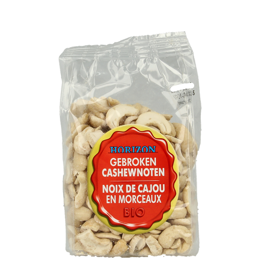 Horizon organic raw cashew nut pieces in a 175g package, showcasing fresh, natural cashew chunks for healthy snacking.