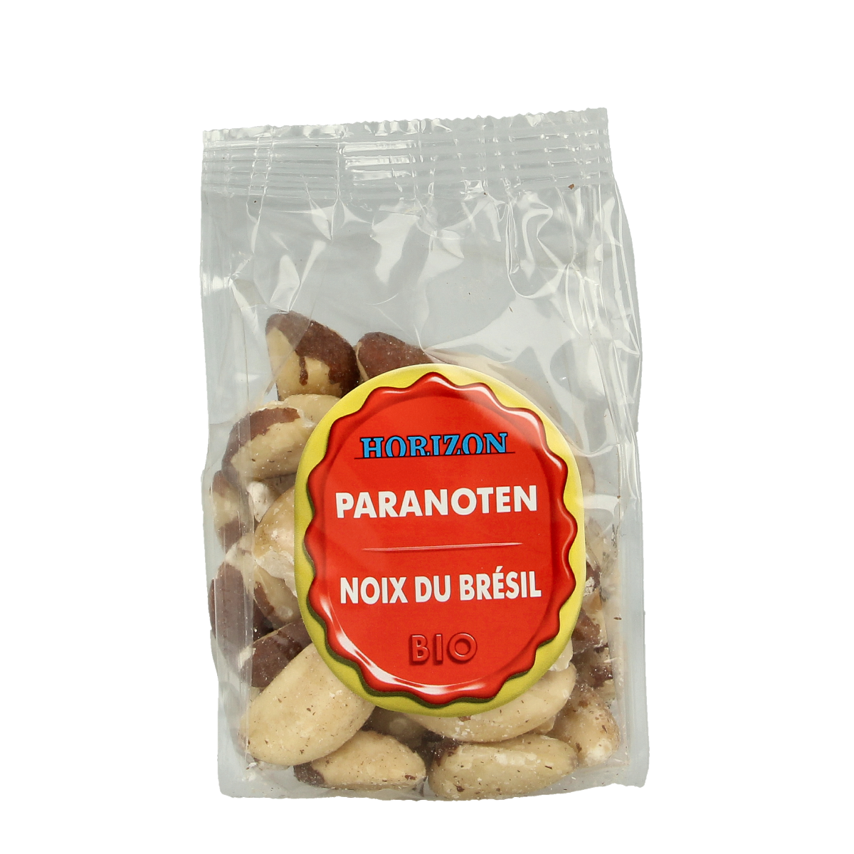 Horizon Paranoten bio superfood in 150g package, raw organic nuts with textured shells and natural brown color.