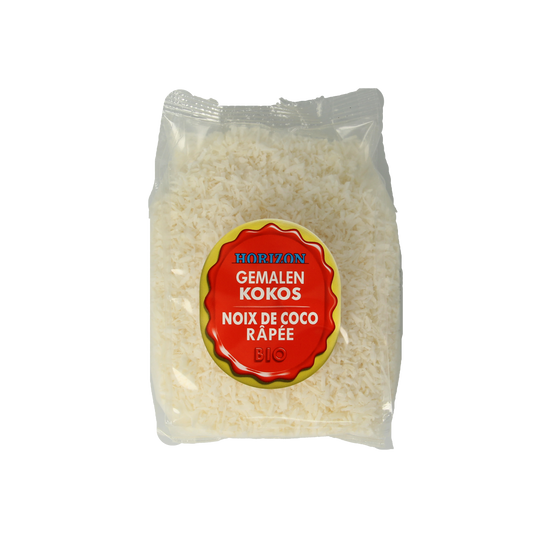 Horizon organic shredded coconut in 125g package, raw superfood with fresh, natural coconut flakes shown in the image.