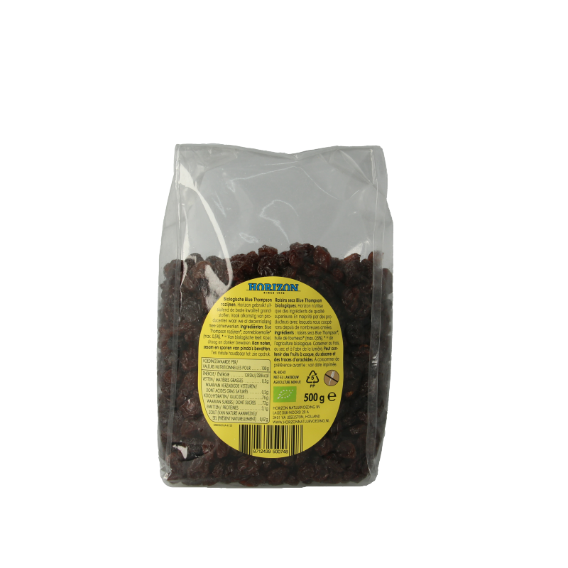 Blue Thompson organic grapes from Horizon, 500g, fresh and plump, ideal for snacking or adding to fruit salads.