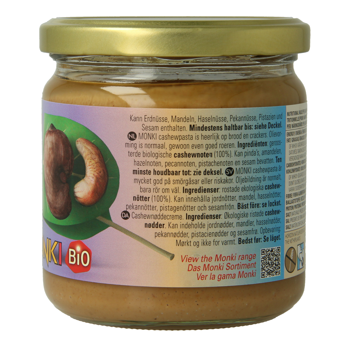 Monki Cashewpasta bio bread spread jar, 330g, natural almond and cashew nut paste for sandwiches or snacks