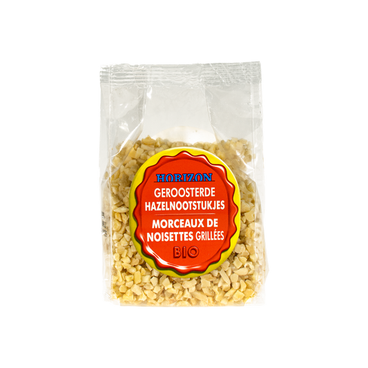 Horizon bio raw hazelnut pieces in a 125g package, natural and crunchy superfood snack.