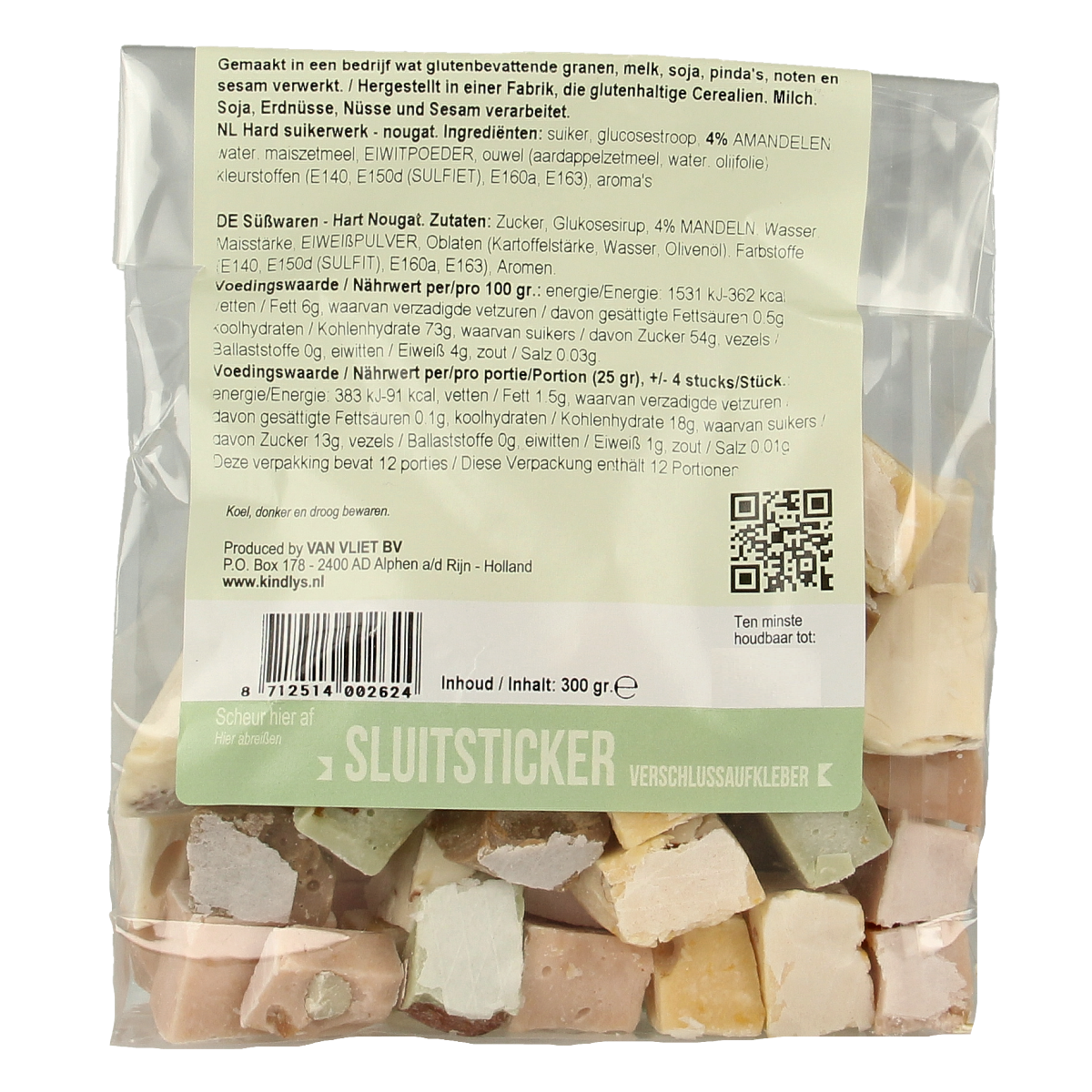 Kindly's Nougat XL sweet candies in 300g package, soft and chewy nougat treats from Kindly's brand.