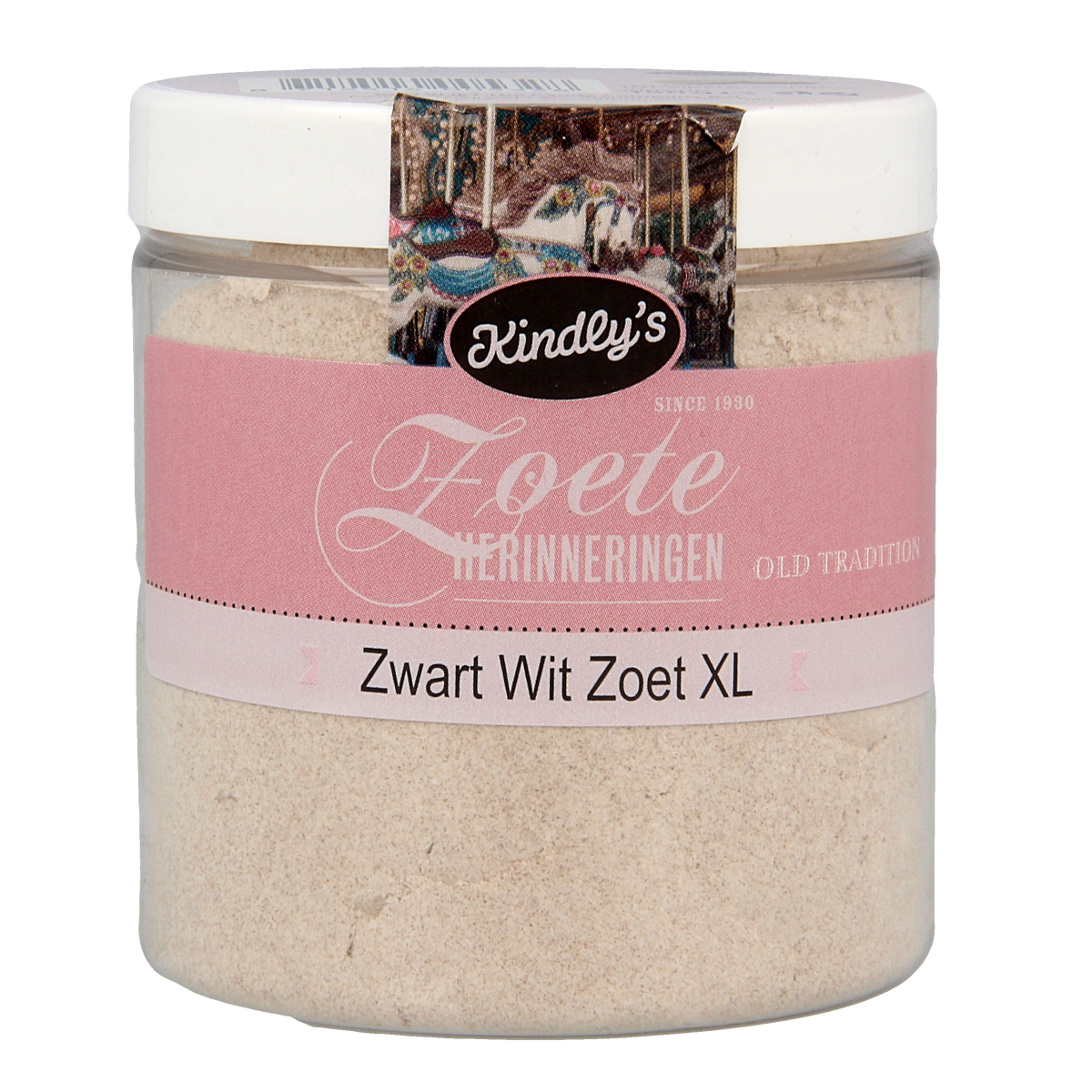 Kindly's Zwart Wit Zoet XL 150g sweet candy in a clear bag, featuring black and white candies from the Kindly's brand.