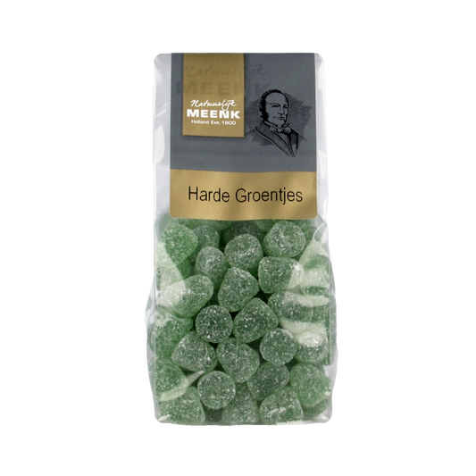Meenk Harde Groentjes snoepgoed in 180g package, colorful gummy vegetable-shaped candies from Meenk.