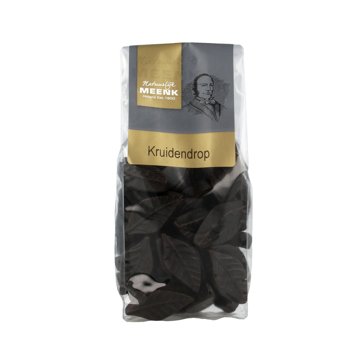 Meenk Kruidendrop snoepgoed in 180g packet, colorful herbal candy drops from the Meenk brand.