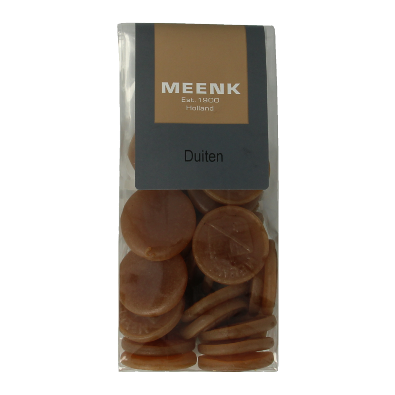 Colorful Meenk Duiten 180g snoepgoed, assorted gummy candies in a clear bag by Meenk.