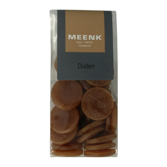 Colorful Meenk Duiten 180g snoepgoed, assorted gummy candies in a clear bag by Meenk.