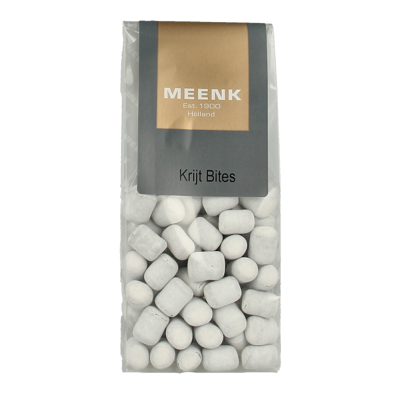Colorful Meenk Krijtjes 170 Gram snoepgoed in vibrant packaging with assorted chalk-shaped candies.