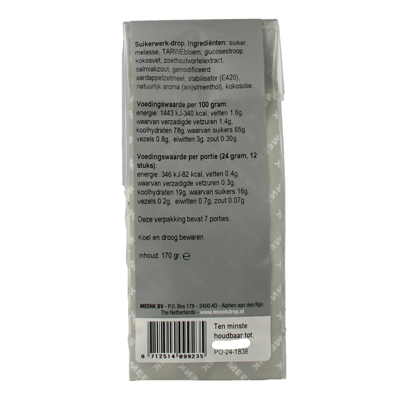 Colorful Meenk Krijtjes snoepgoed in 170 gram pack, featuring vibrant chalk-shaped candies from the Meenk brand.