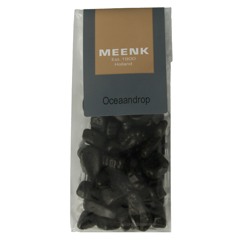 Meenk Oceaandrop snoepgoed in 160 gram package, colorful fruity candies with ocean-inspired flavors and bright packaging.